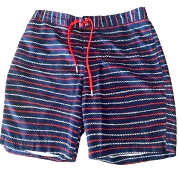 Lands' End Men's Red, Blue & White Board Shorts Swim Trunks. Medium. EUC! - Picture 1 of 6